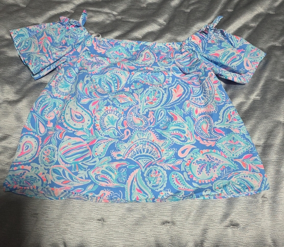 Lilly Pulitzer Tops - Lilly Pulitzer Blue and Pink Paisley Blouse